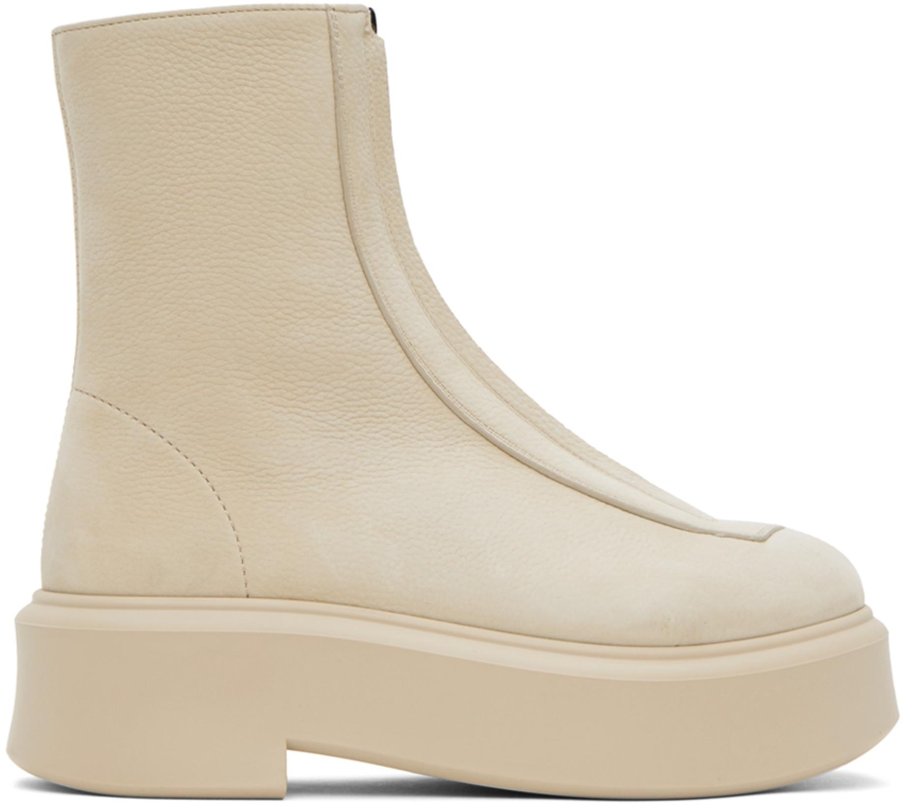 Beige Zipped I Boots by THE ROW