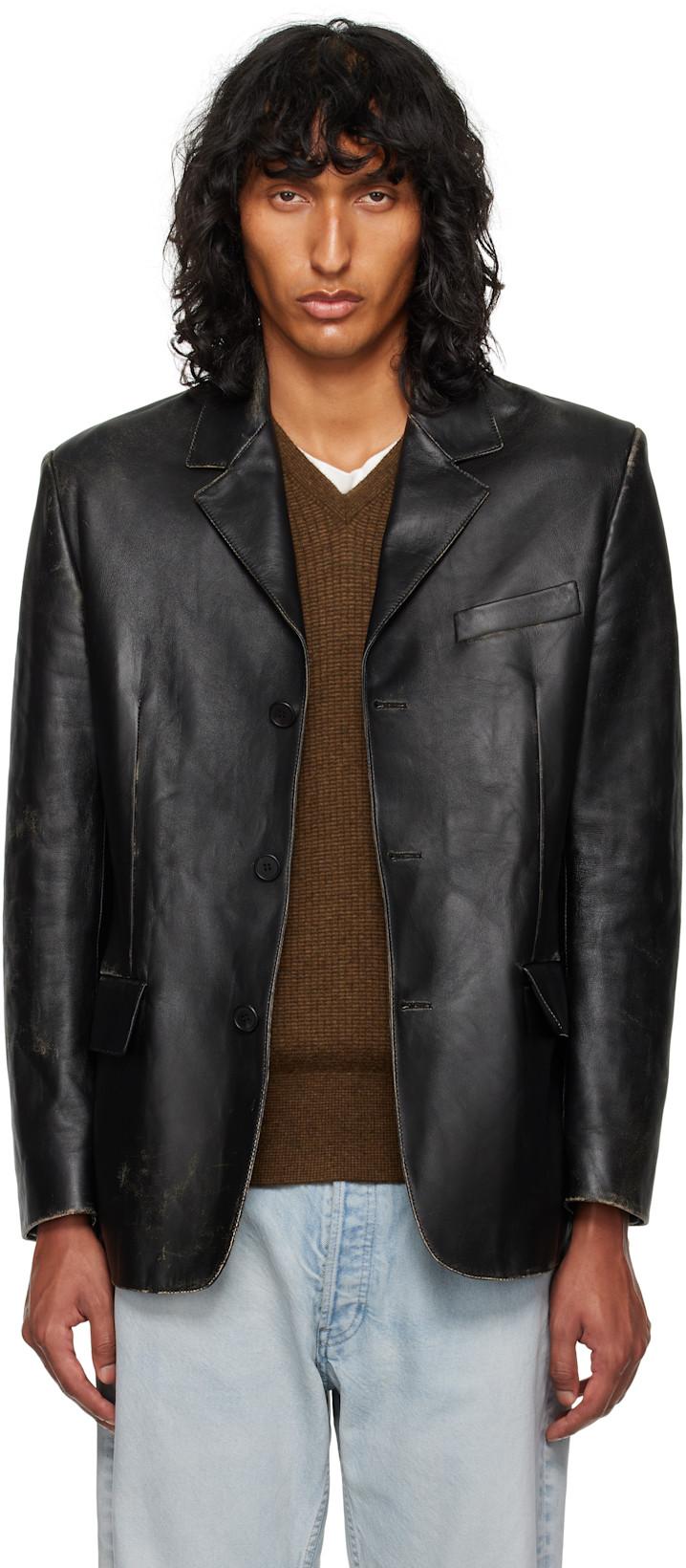 Black Genki Leather Jacket by THE ROW