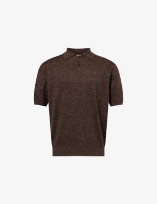 Borges Short-Sleeve Knitted Cashmere, Silk And Linen Polo Top by THE ROW