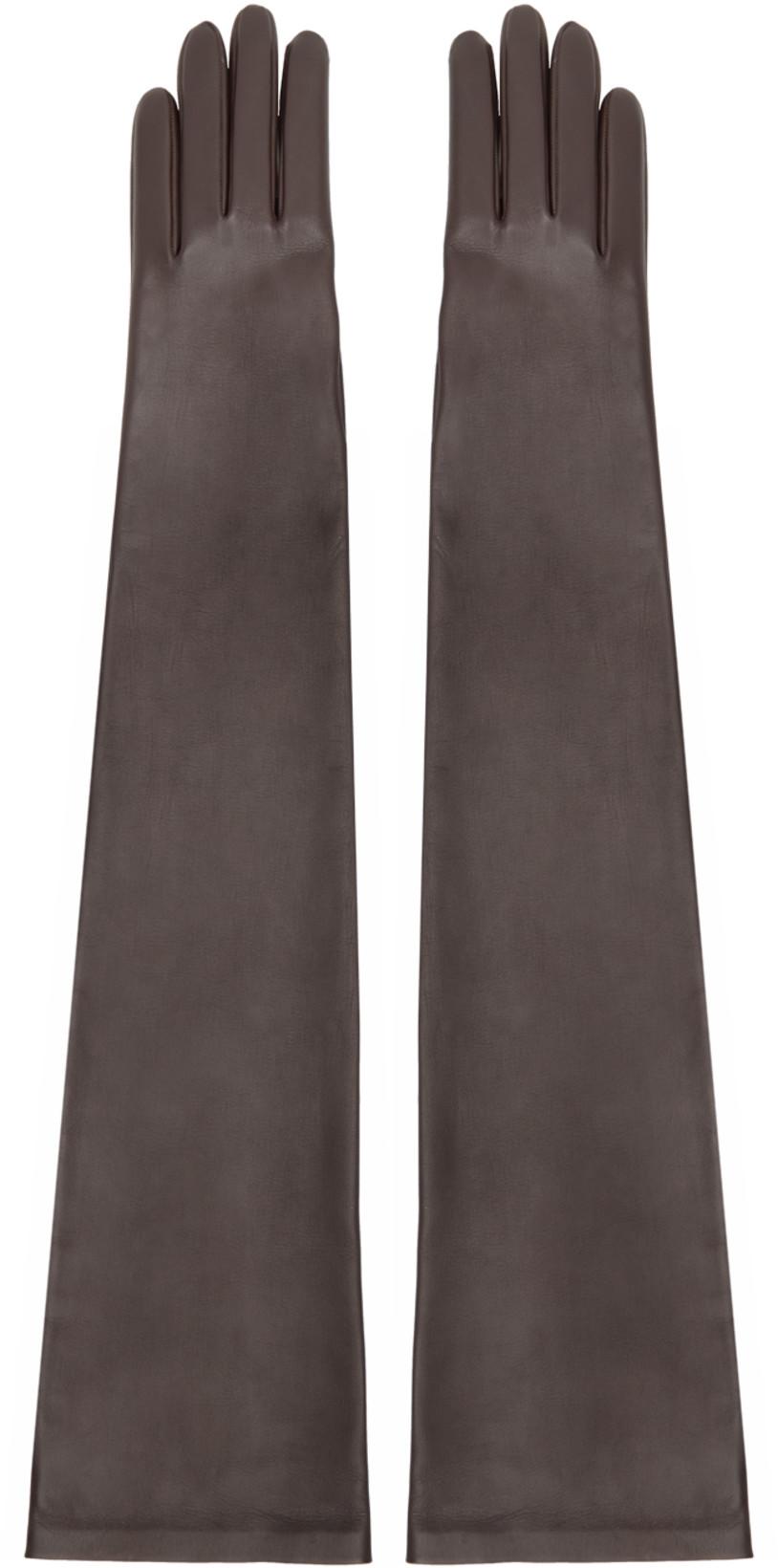 Brown Simon Gloves by THE ROW
