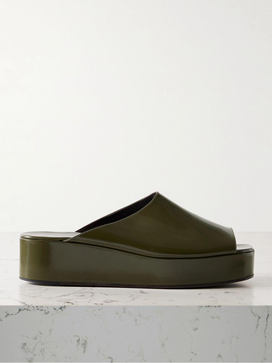Emi glossed-leather platform slides by THE ROW