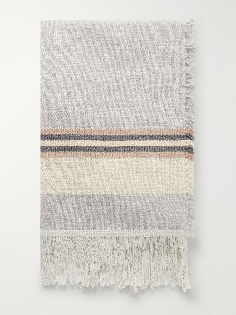 Fringed striped cotton and linen-blend scarf by THE ROW