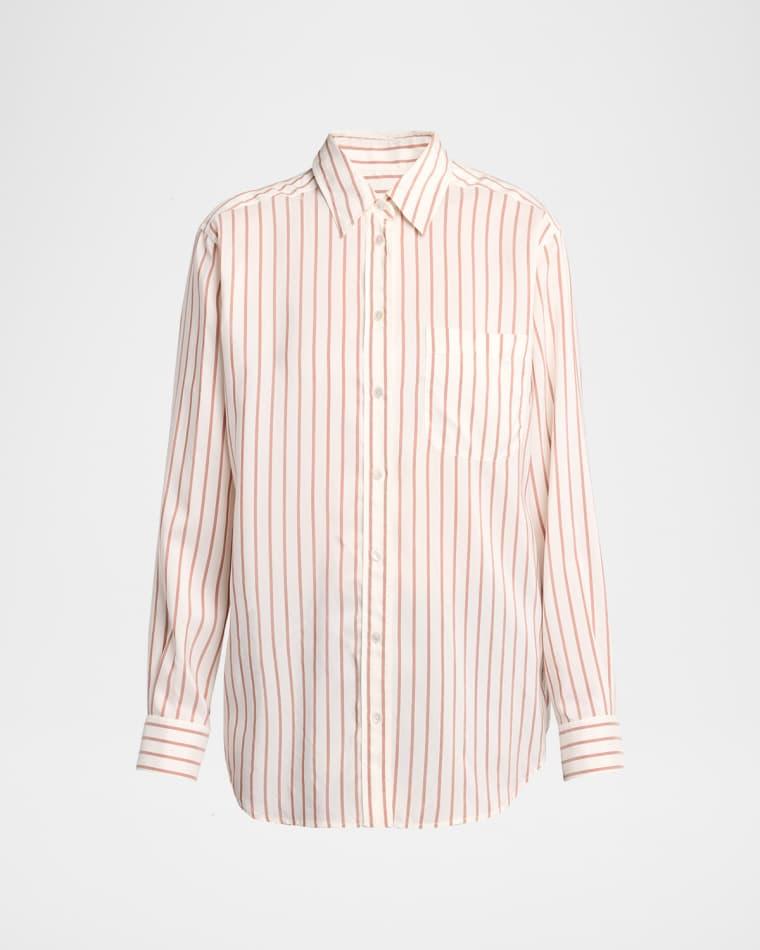 Gavina Striped Silk Poplin Button-Down Shirt by THE ROW