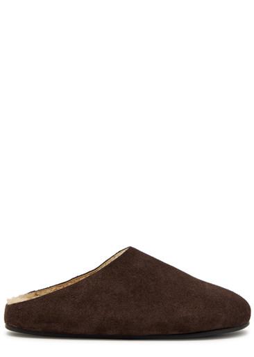 Hudson suede sliders by THE ROW