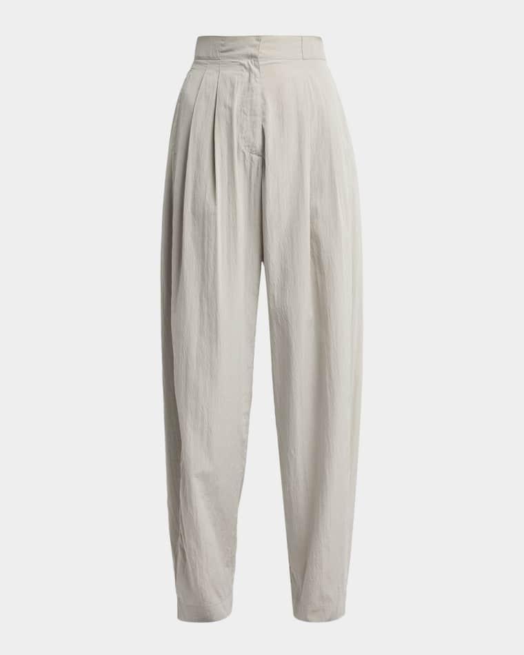 Iven Low-Rise Crinkled Barrel-Leg Pants by THE ROW