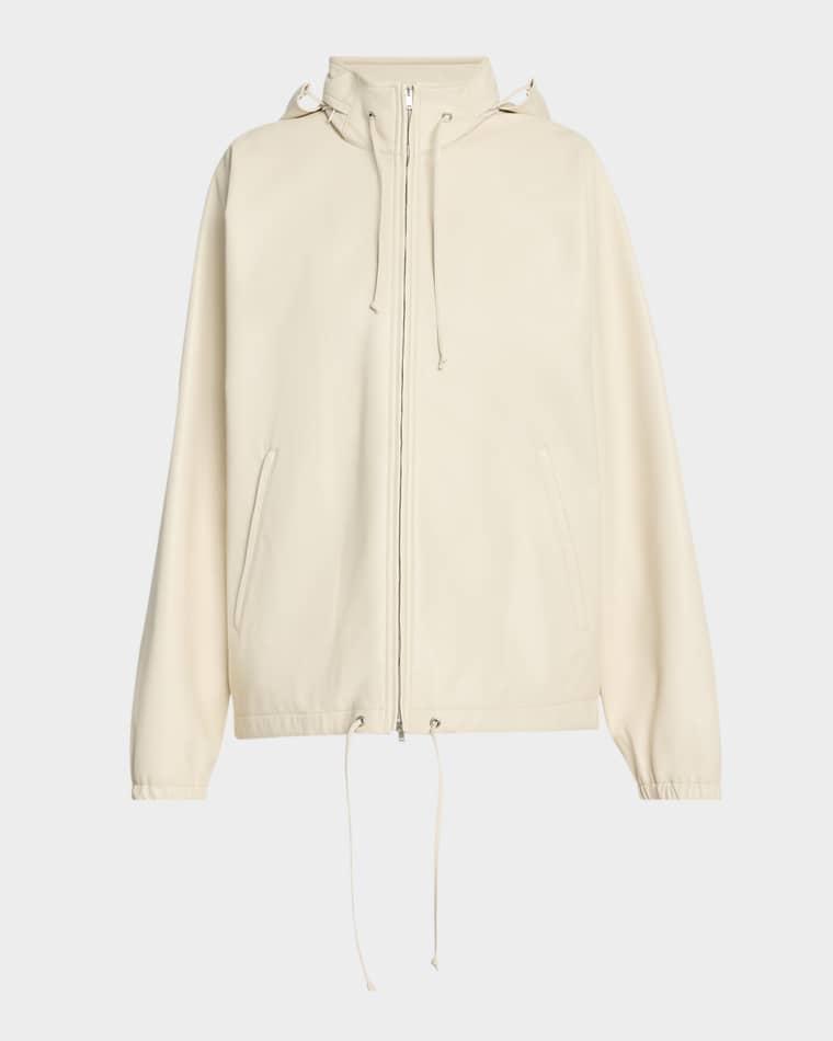 Jilly Leather Zip Hooded Jacket by THE ROW
