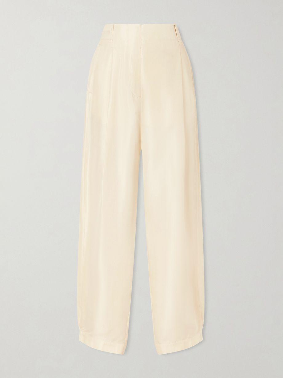 Kolina pleated silk-faille wide-leg pants by THE ROW