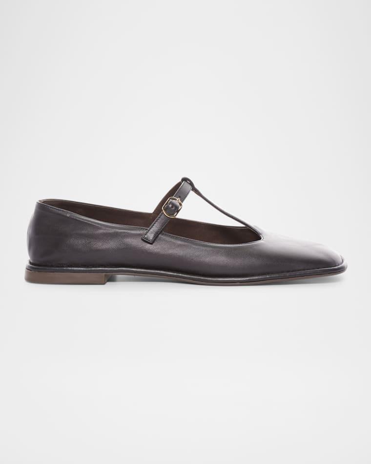 Leather T-Strap Ballerina Flats by THE ROW
