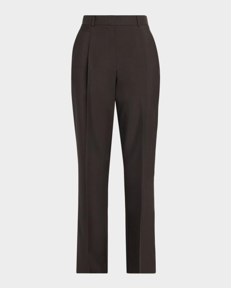 Mikkela Pleated Straight-Leg Pants by THE ROW