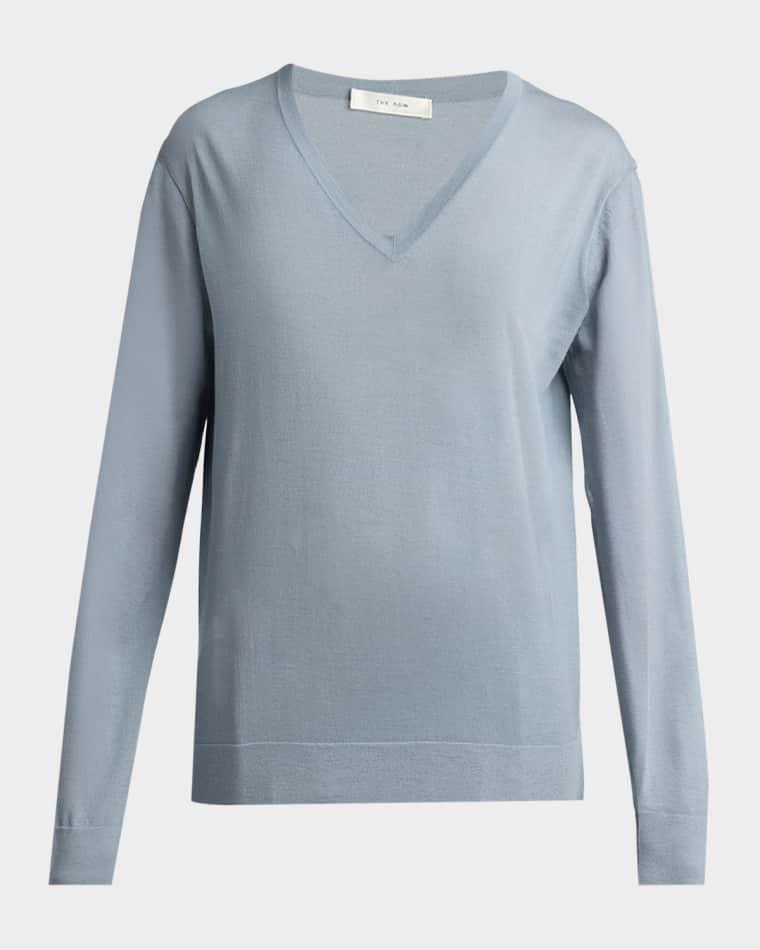 Naius Long-Sleeve V-Neck Wool Top by THE ROW