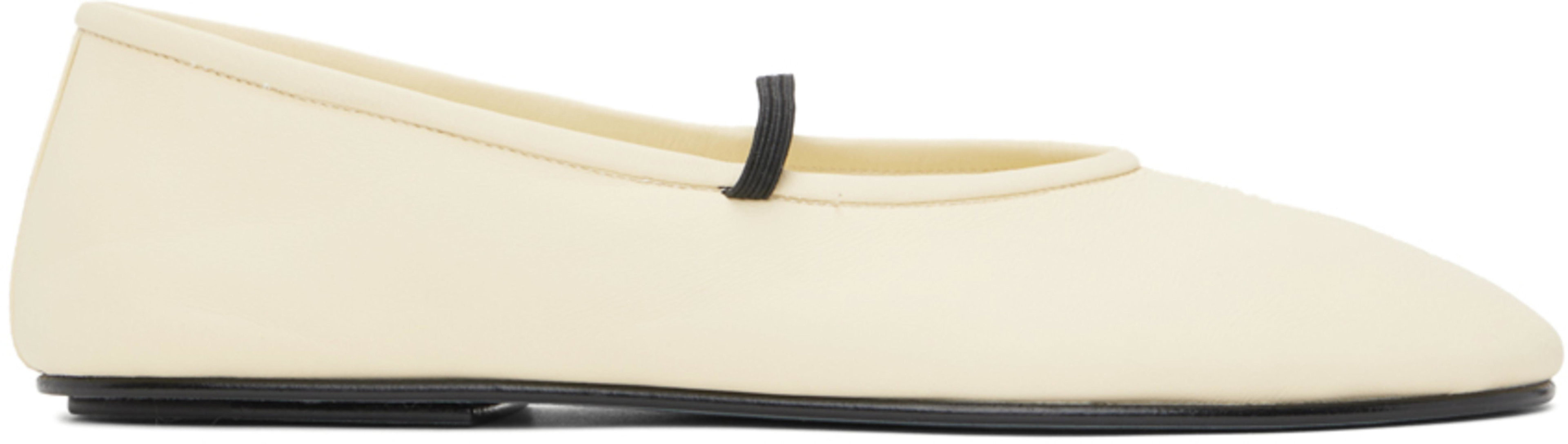 Off-White Elastic Ballerina Flats by THE ROW