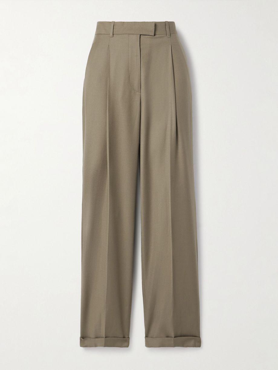 Sorina pleated wool-flannel straight-leg pants by THE ROW