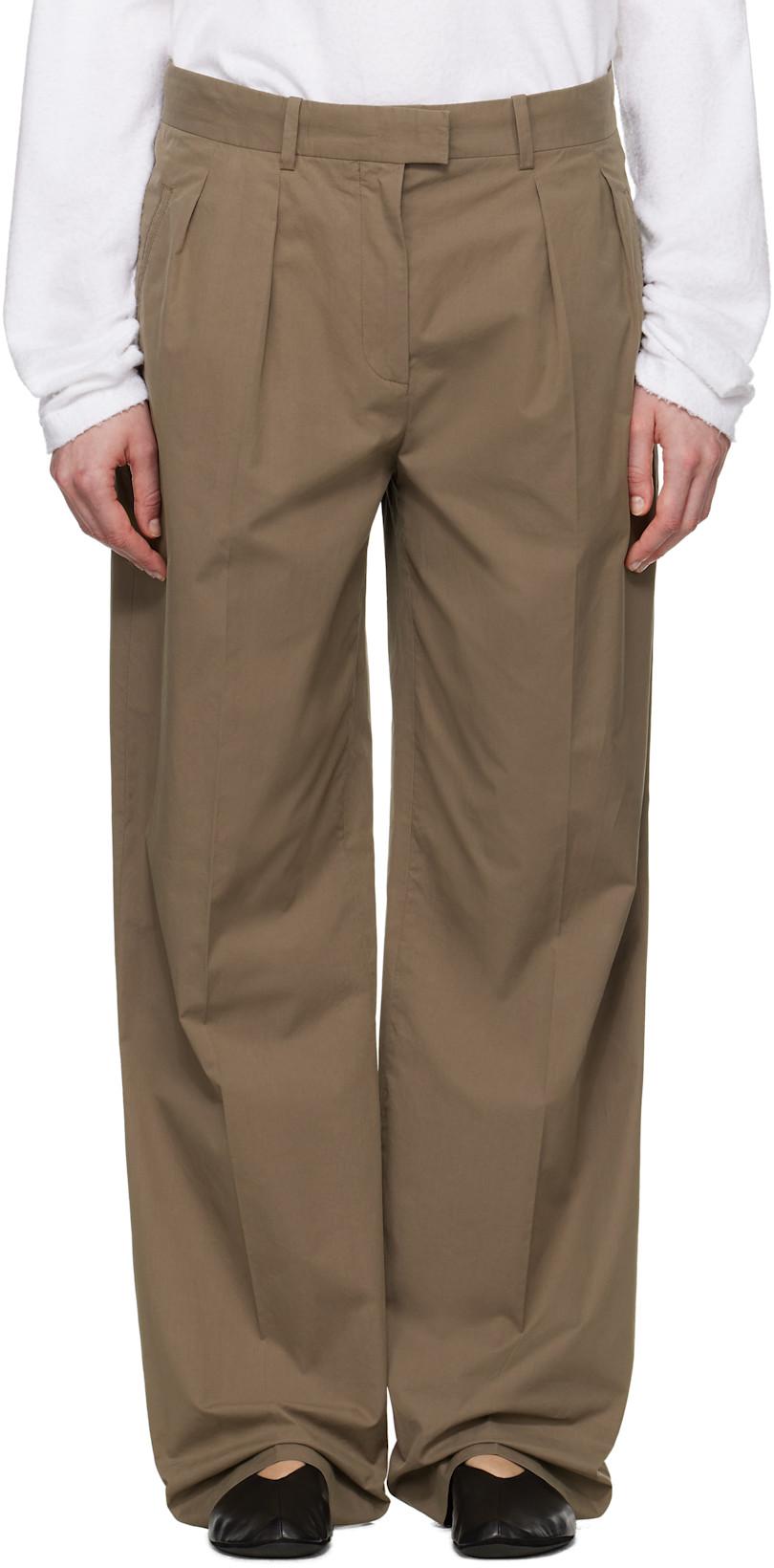 Taupe Alfidis Trousers by THE ROW