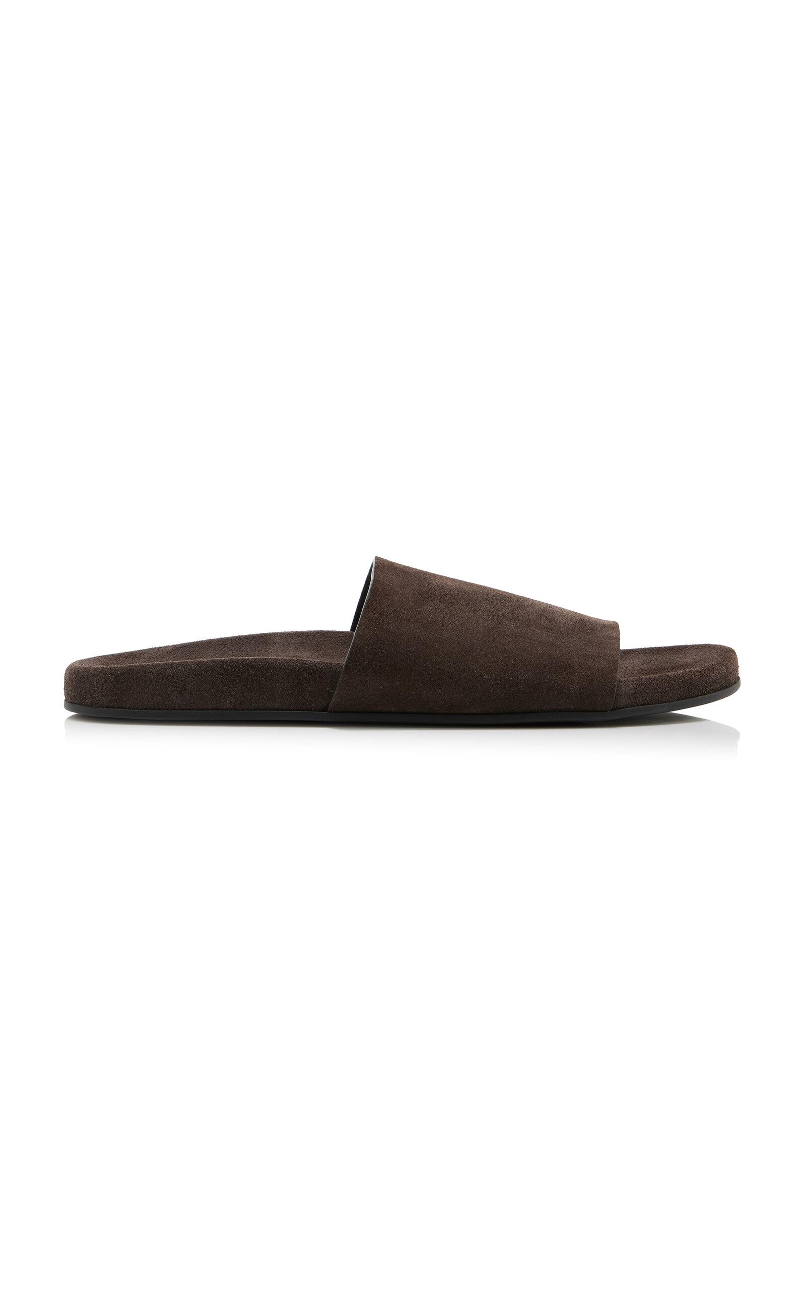 The Row Hugh Suede Slide Sandals - Moda Operandi by THE ROW