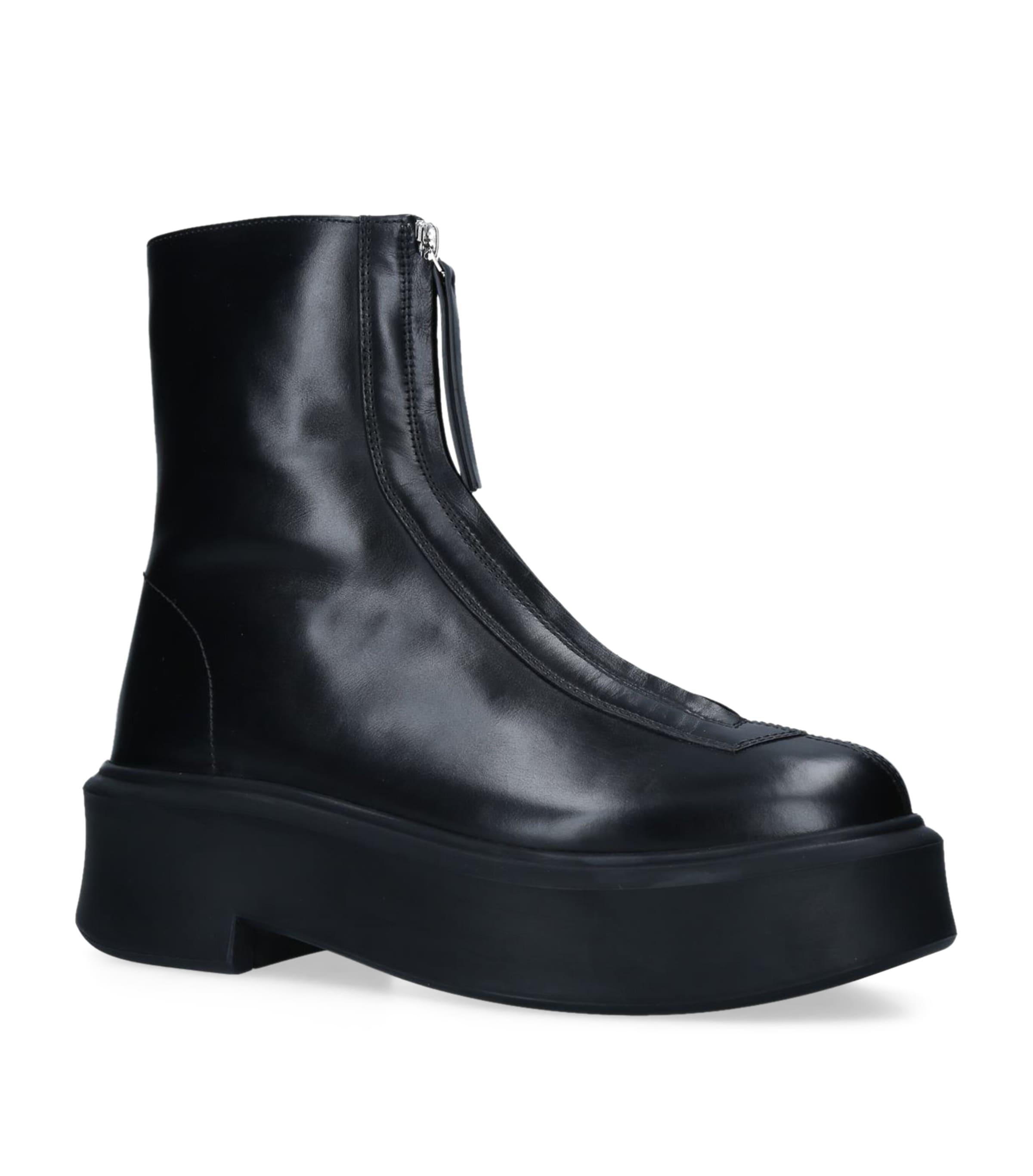 The Row Zipped Leather Ankle Boots 50 by THE ROW