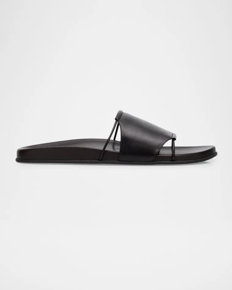 Vivienne Flat Leather Slide Sandals by THE ROW