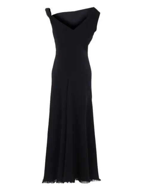 asymmetric-neckline fringed maxi day dress by THE ROW