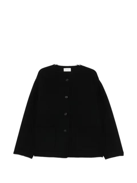 collarless button-up coat by THE ROW