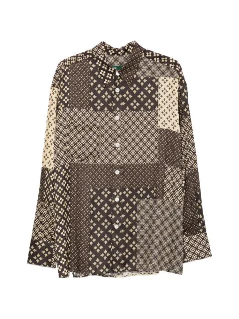 patchwork geometric-print shirt by THE SHIRT