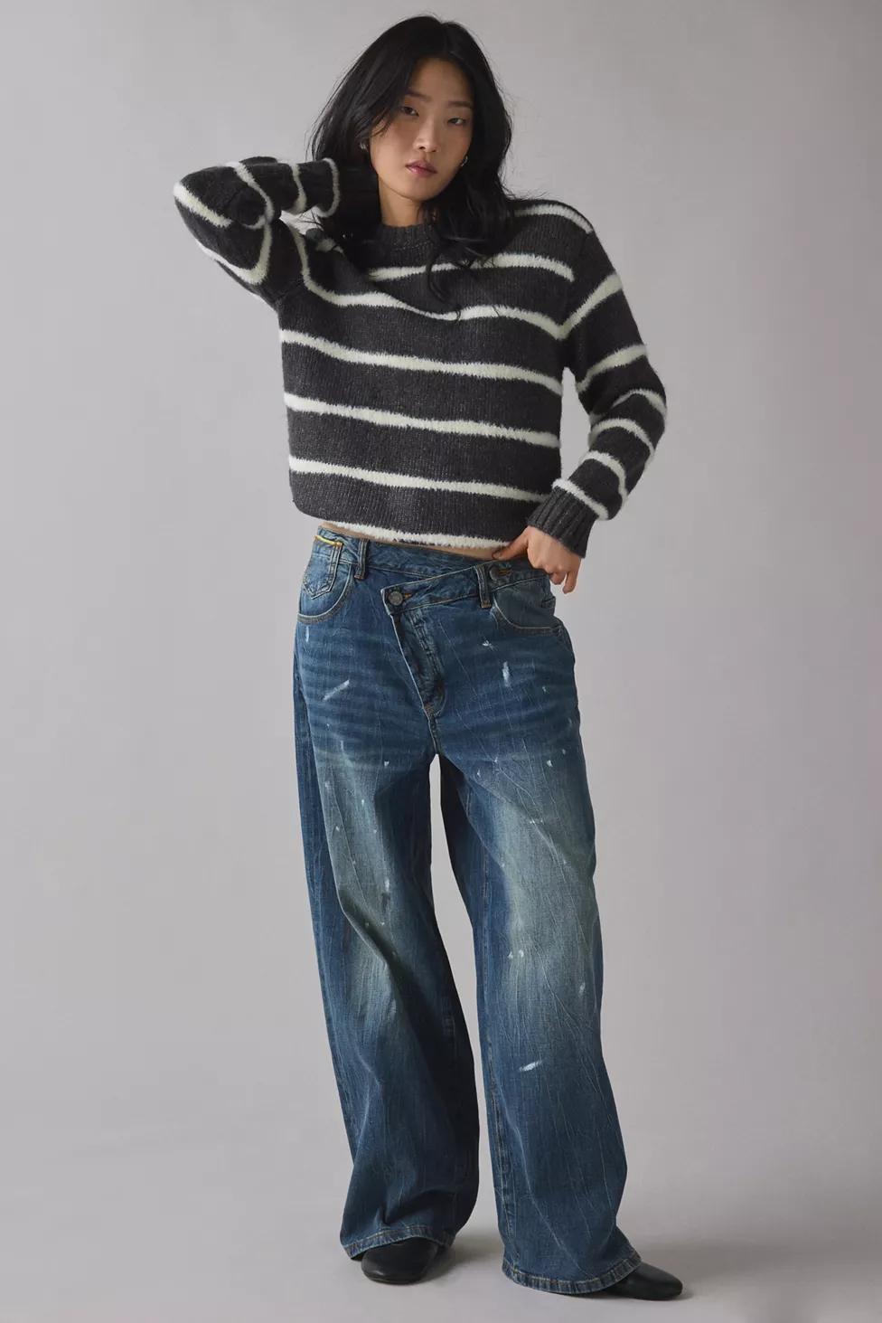 The Tales Selvedge Paint Splatter Denim Cross-Over Slouch Jean by THE TALES