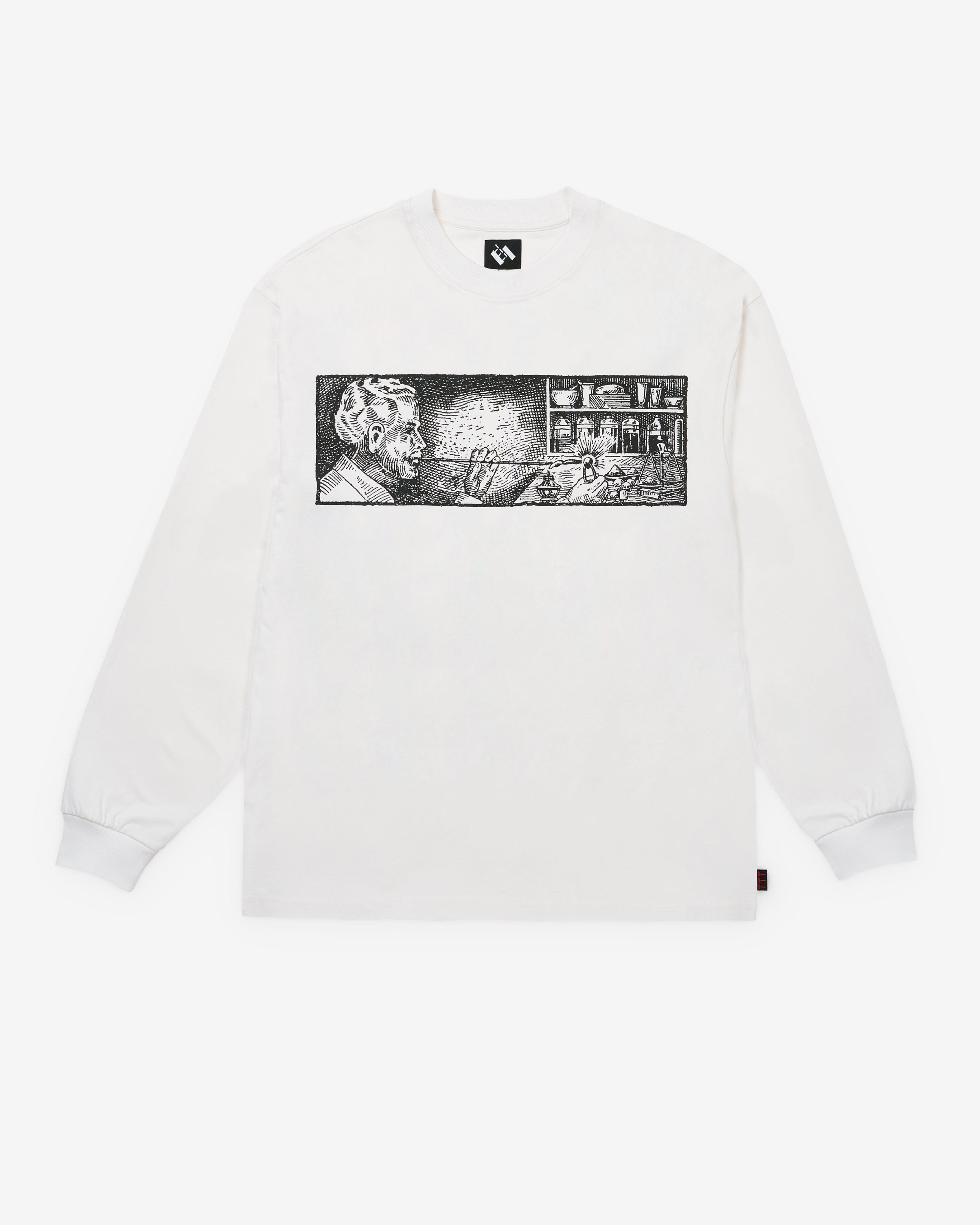 The Trilogy Tapes - Men's Atomgewichte Longsleeve - (White) by THE TRILOGY TAPES