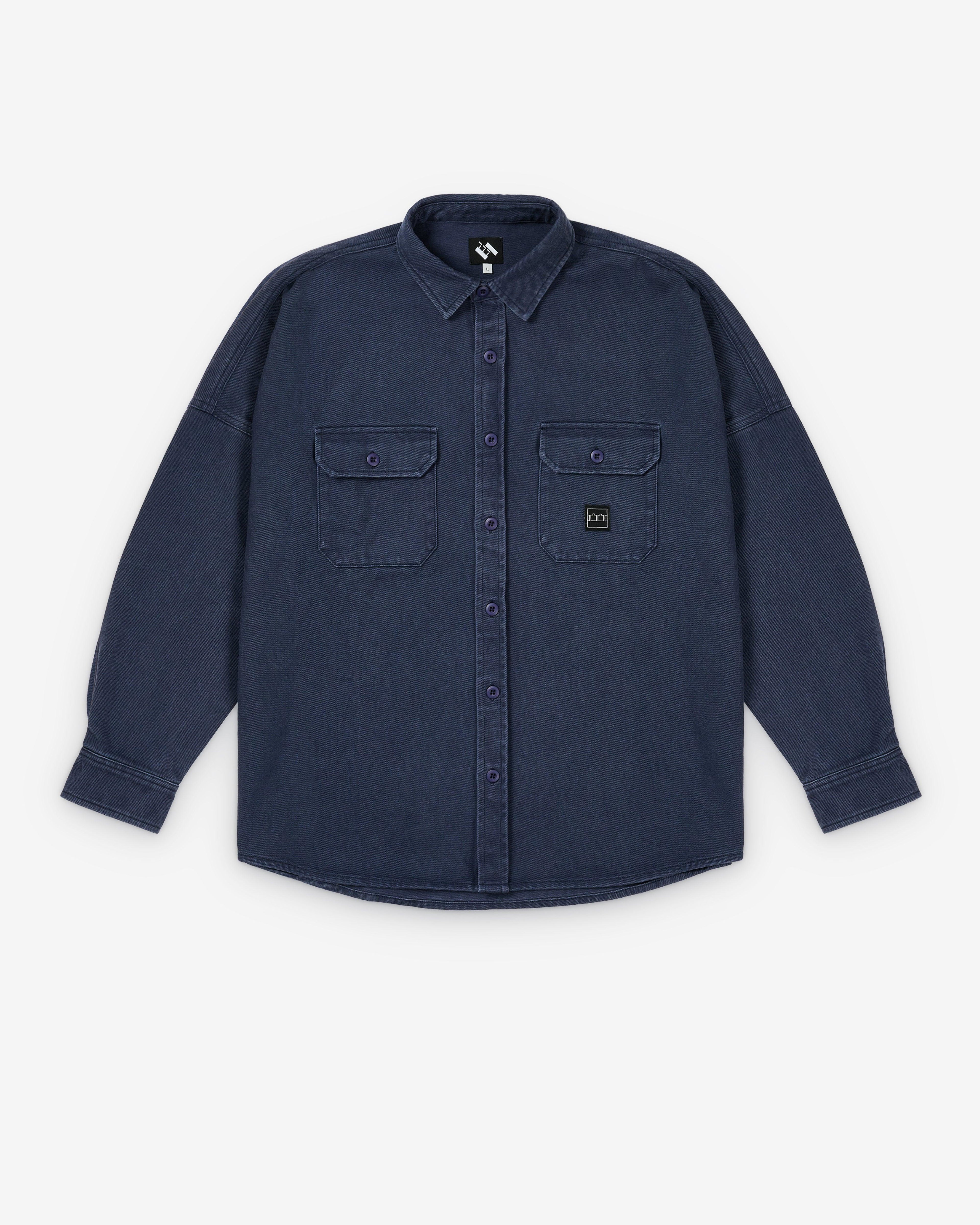 The Trilogy Tapes - Men's TTT Washed Overshirt - (Dark Ink) by THE TRILOGY TAPES
