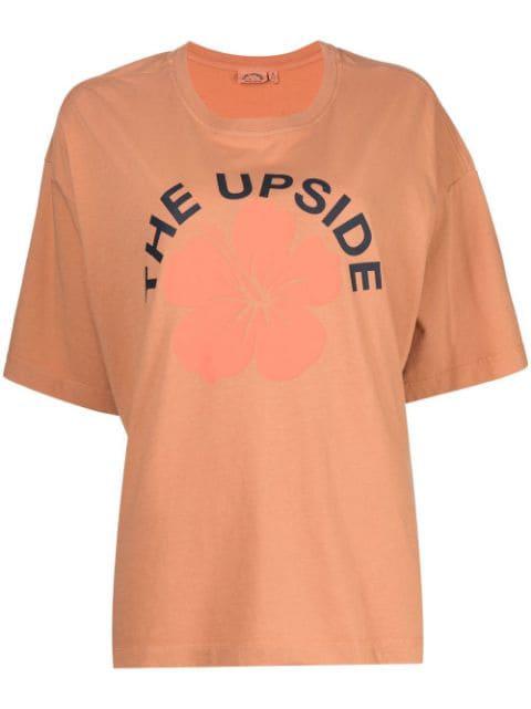 Laura flower logo print cotton T-shirt by THE UPSIDE
