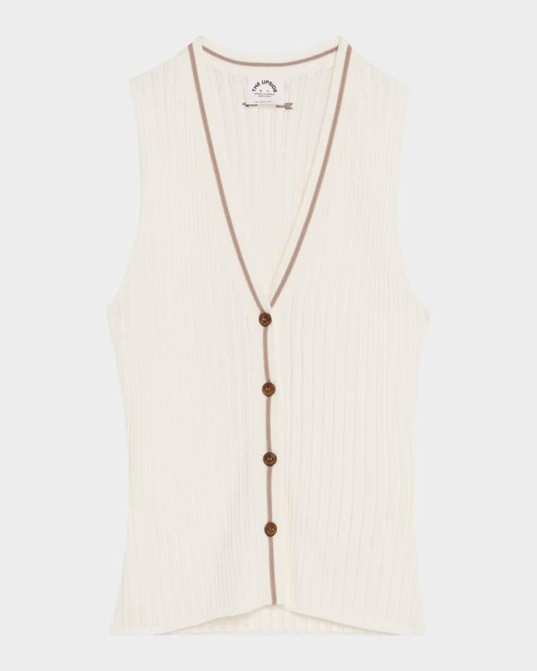 Rosella V-Neck Pointelle Knit Vest by THE UPSIDE