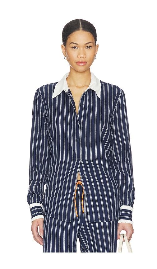 THE UPSIDE Belize Bobbi Collared Top in Navy by THE UPSIDE