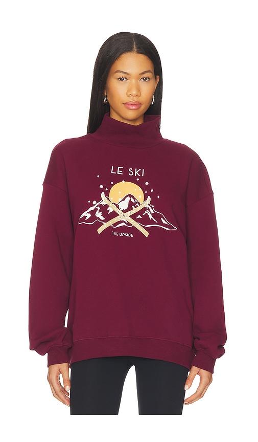 THE UPSIDE Le Ski Clementine Crew Sweatshirt in Burgundy by THE UPSIDE