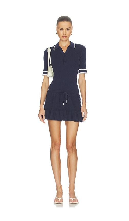 THE UPSIDE Plume Knit Collared Dress in Navy by THE UPSIDE