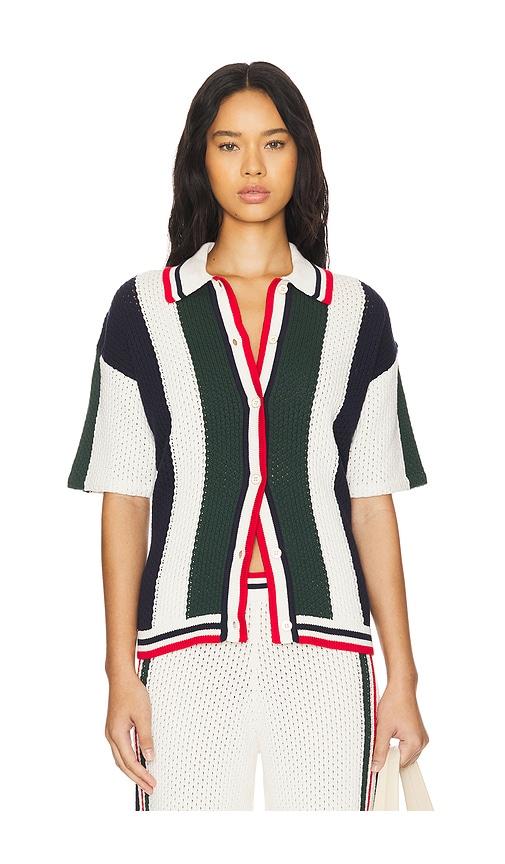 THE UPSIDE Reverie Chino Shirt in White,Dark Green by THE UPSIDE