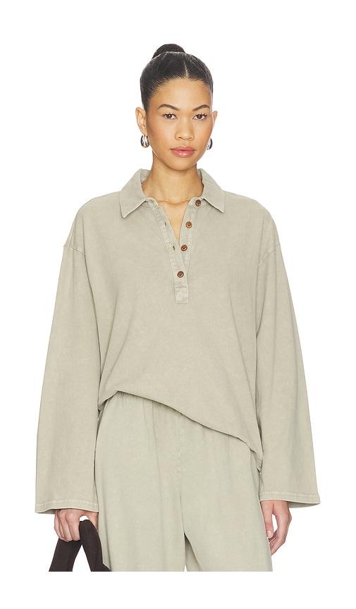 THE UPSIDE Soho Rhea Collared Top in Sage by THE UPSIDE