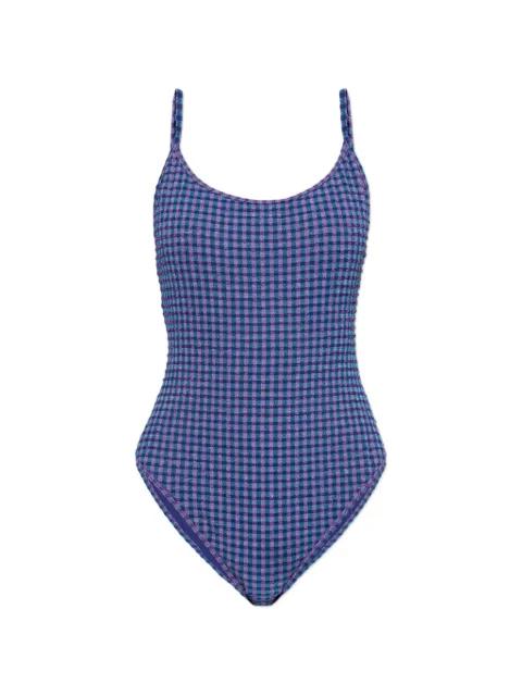 gingham-pattern one-piece by THE UPSIDE