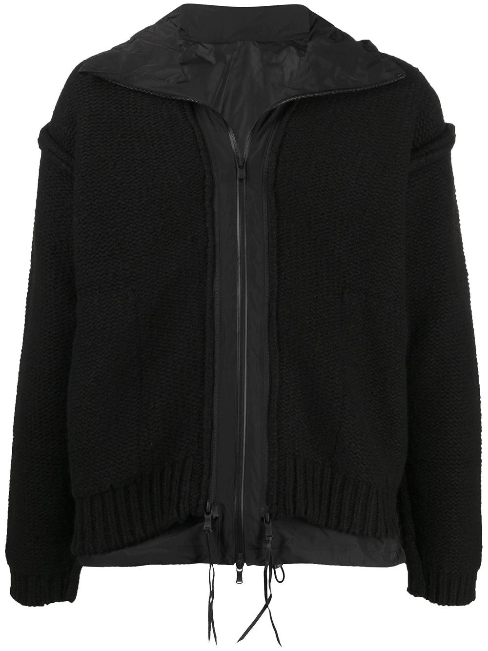 knitted layered hoodied jacket by THE VIRIDI-ANNE
