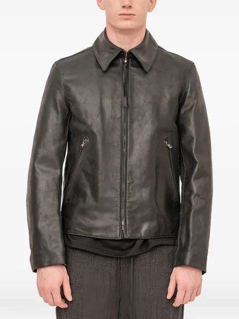 zip-up leather jacket by THE VIRIDI-ANNE