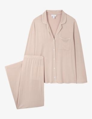 Edge-stitch relaxed-fit stretch-jersey pyjamas by THE WHITE COMPANY