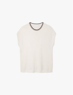 Embroidered-stitch sleeveless knitted top by THE WHITE COMPANY