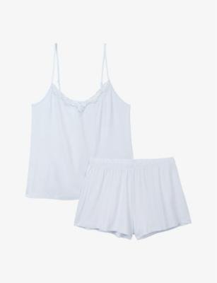 Lace-trim V-neck cotton pyjama set by THE WHITE COMPANY