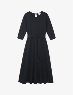 Long-sleeve belted stretch-jersey midi dress by THE WHITE COMPANY