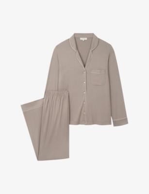 Piped Relaxed-Fit Jersey Pyjamas by THE WHITE COMPANY