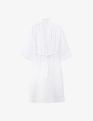 Relaxed-fit cropped-sleeve gauze linen robe by THE WHITE COMPANY