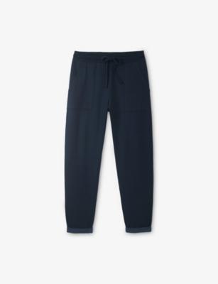 Relaxed tapered-leg high-rise stretch-woven jogging bottoms by THE WHITE COMPANY