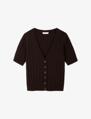 Short Sleeve Ribbed Wool-Blend Cardigan by THE WHITE COMPANY