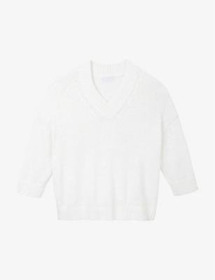Three-quarter-length sleeved organic-cotton blend jumper by THE WHITE COMPANY
