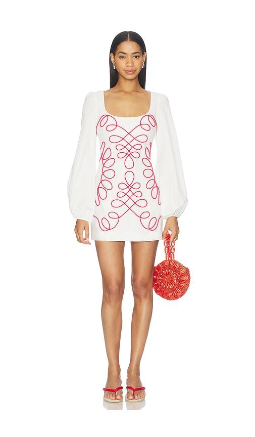 The Wolf Gang Soriah Mini Dress in Ivory,Red by THE WOLF GANG