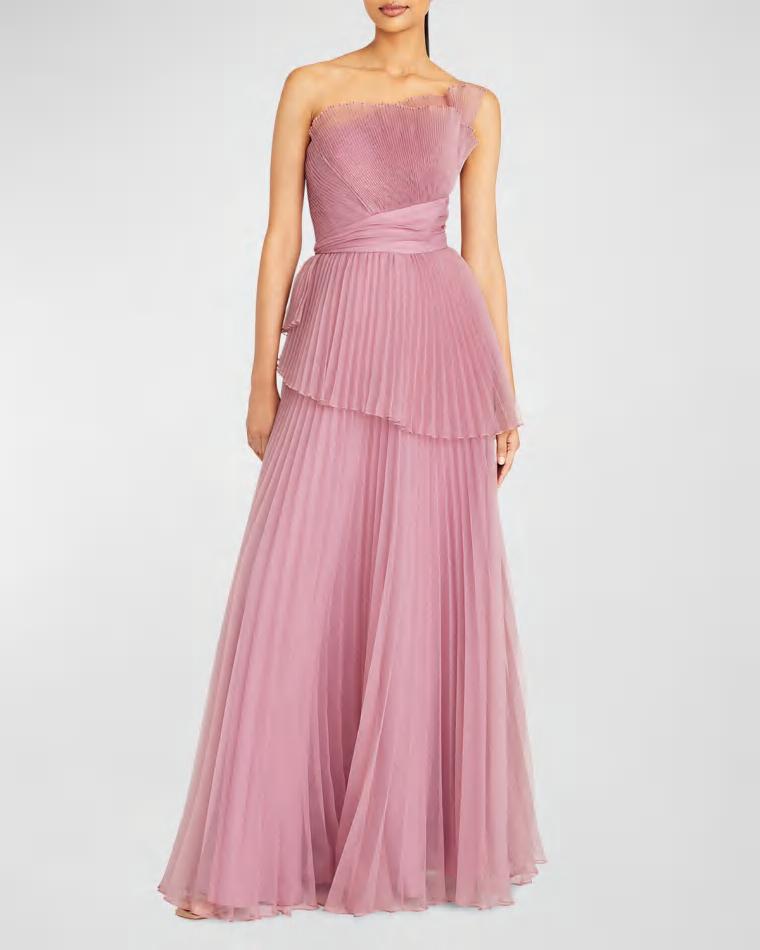 Delphine Pleated Organza A-Line Gown by THEIA