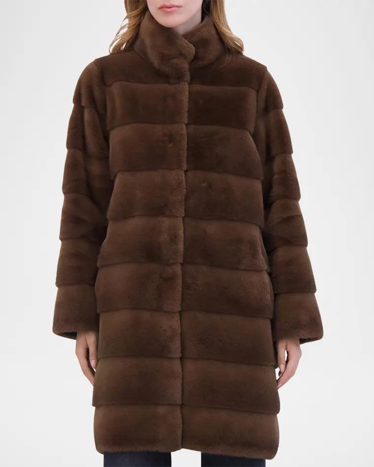 Mink Faux Fur Reversible Short Coat by THEIA