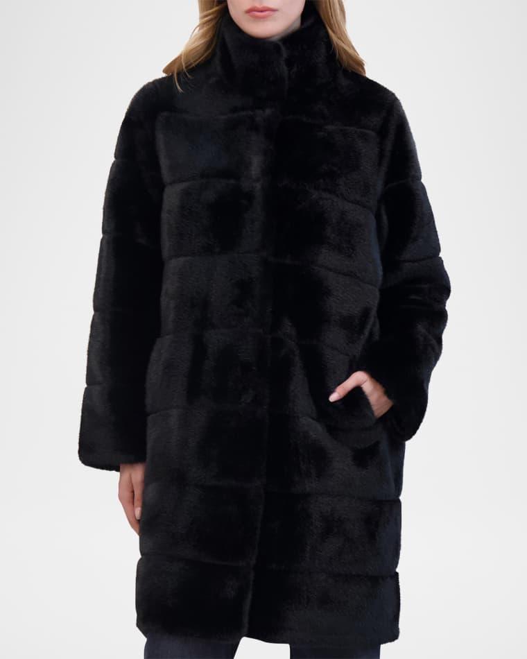 Mink Faux Fur Reversible Short Coat by THEIA