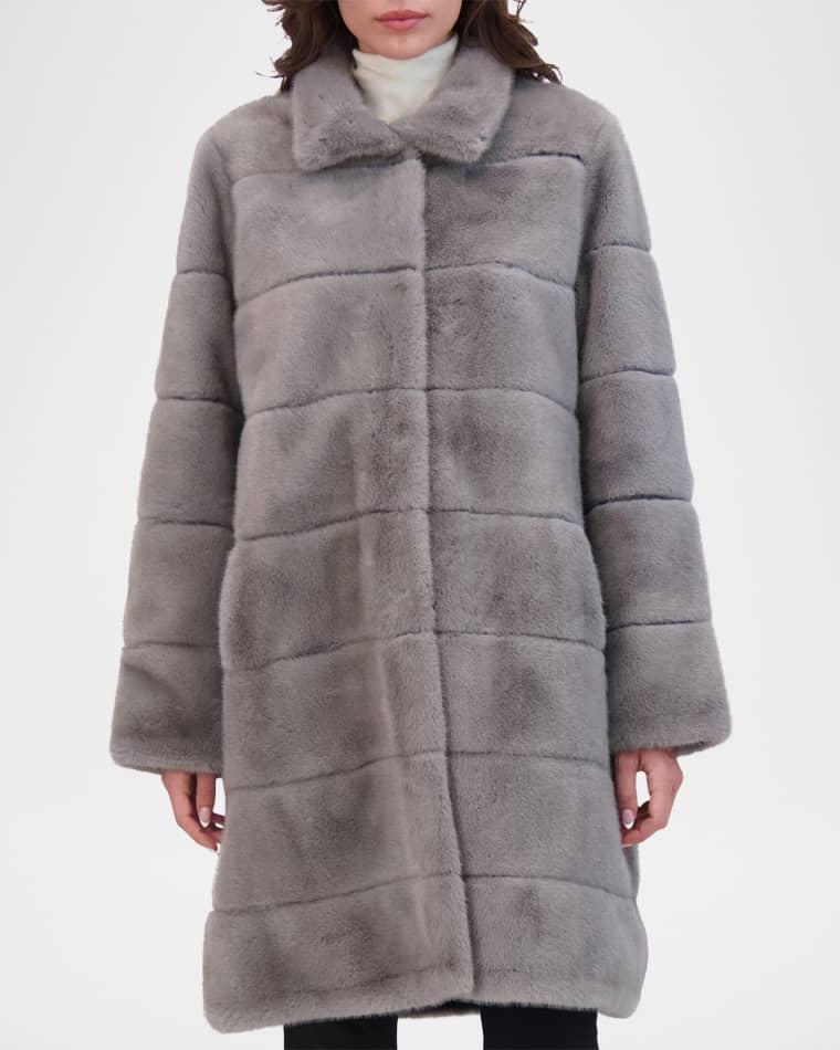 Mink Faux Fur Reversible Short Coat by THEIA